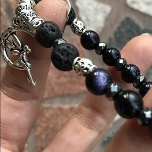 Genuine midnight goldstone lava fairy bracelet